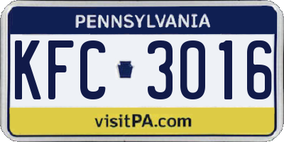 PA license plate KFC3016