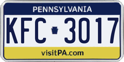 PA license plate KFC3017