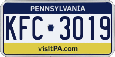 PA license plate KFC3019