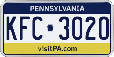 PA license plate KFC3020
