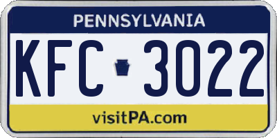 PA license plate KFC3022