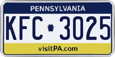 PA license plate KFC3025