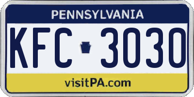 PA license plate KFC3030