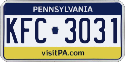 PA license plate KFC3031