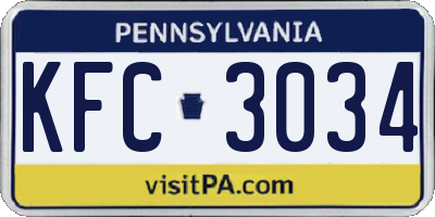 PA license plate KFC3034