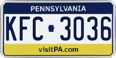 PA license plate KFC3036