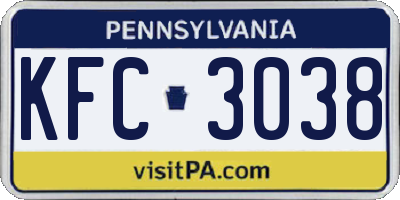 PA license plate KFC3038
