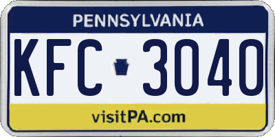 PA license plate KFC3040
