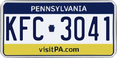 PA license plate KFC3041
