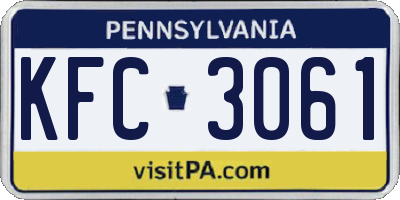 PA license plate KFC3061