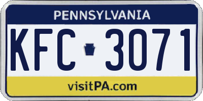 PA license plate KFC3071