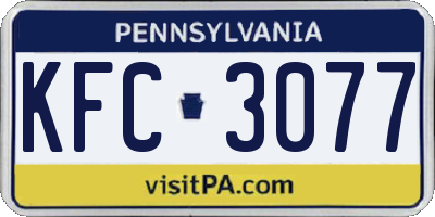 PA license plate KFC3077