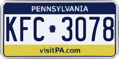 PA license plate KFC3078