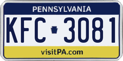 PA license plate KFC3081