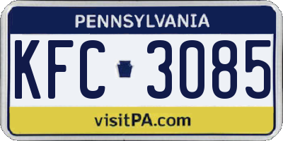 PA license plate KFC3085