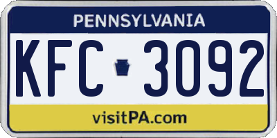 PA license plate KFC3092