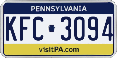 PA license plate KFC3094