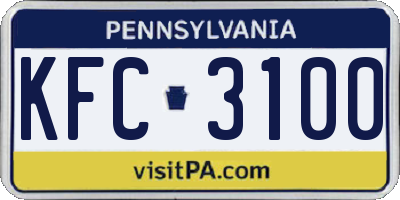 PA license plate KFC3100