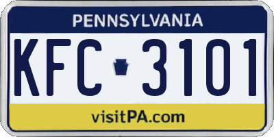 PA license plate KFC3101