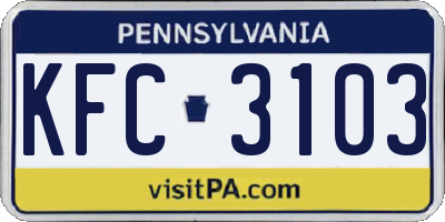 PA license plate KFC3103