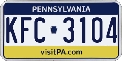 PA license plate KFC3104
