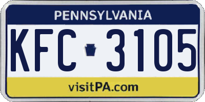 PA license plate KFC3105