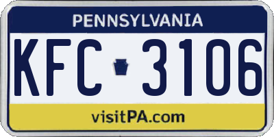 PA license plate KFC3106