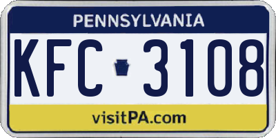 PA license plate KFC3108