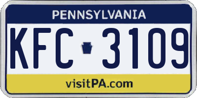 PA license plate KFC3109