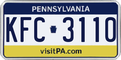 PA license plate KFC3110