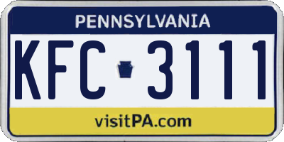 PA license plate KFC3111
