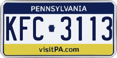 PA license plate KFC3113
