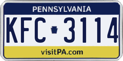 PA license plate KFC3114