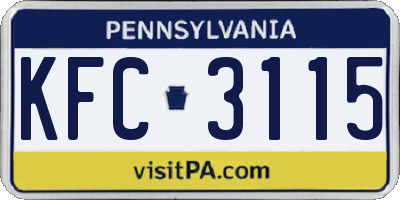 PA license plate KFC3115