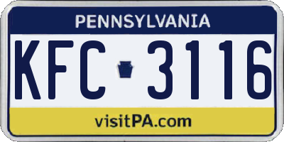 PA license plate KFC3116