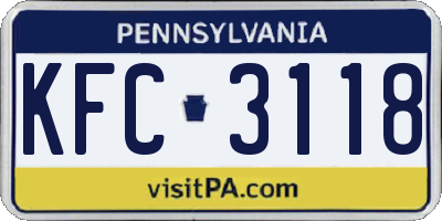 PA license plate KFC3118