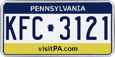PA license plate KFC3121