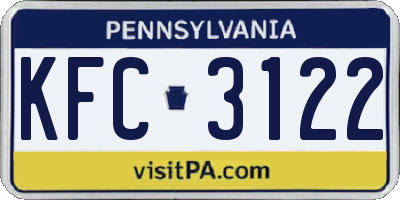 PA license plate KFC3122