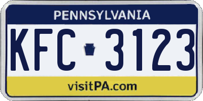 PA license plate KFC3123