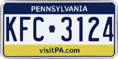 PA license plate KFC3124