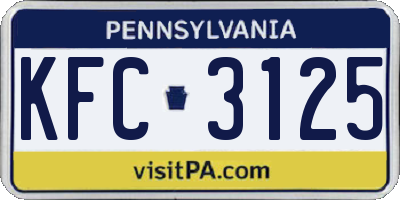 PA license plate KFC3125