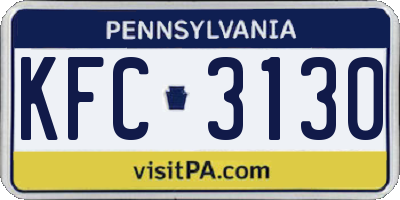 PA license plate KFC3130