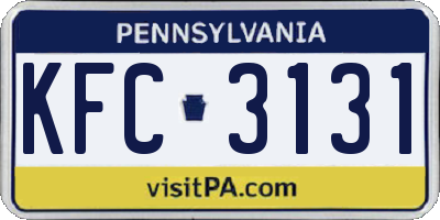 PA license plate KFC3131
