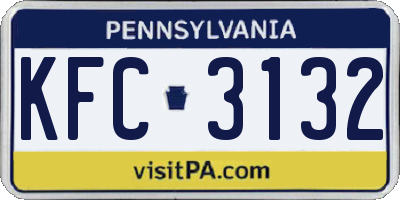 PA license plate KFC3132