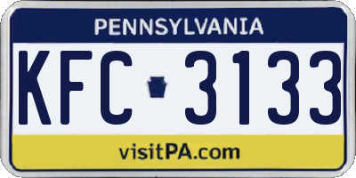 PA license plate KFC3133