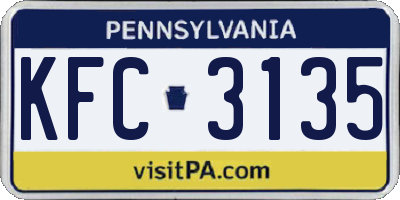 PA license plate KFC3135