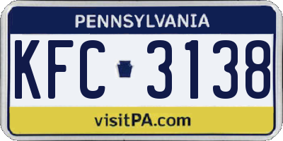 PA license plate KFC3138