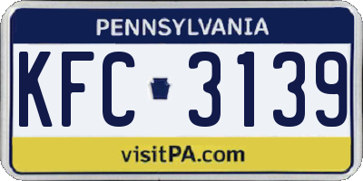 PA license plate KFC3139