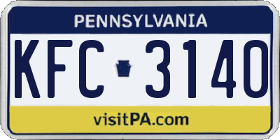 PA license plate KFC3140