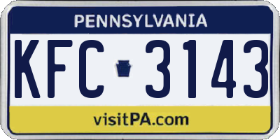 PA license plate KFC3143